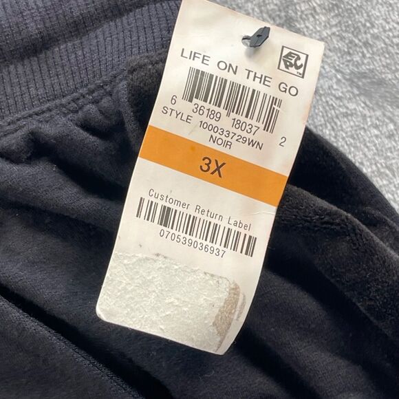 Ideology Joggers 3X Black Rayon Knit with Velour Tuxedo Stripe Pants - Picture 5 of 9